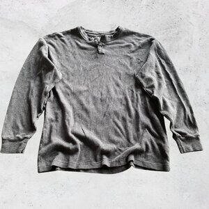 Abercrombie & Fitch Shirt Mens Large Relaxed Soft Thermal Gray Henley Waffle